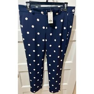 Banana Republic Avery Straight Ankle Pants Navy Polka Dot Women’s Sz 4 NWT $98